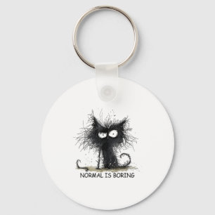 Normal Is Boring Funny Cat Graphic Tee Men Women Key Ring