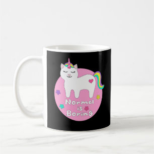 Normal is boring Kawaii unicorn cat white & pink Coffee Mug