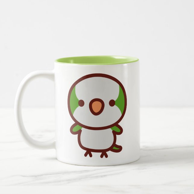 normal Monk parakeet Two-Tone Coffee Mug (Left)