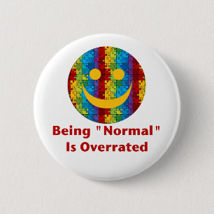 Normal Overrated (red/autism) 6 Cm Round Badge