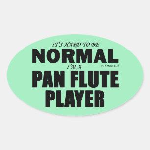 Normal Pan Flute Player Oval Sticker