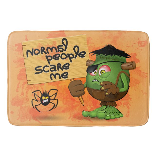 'Normal People Scare Me' Frankenstein Character Bath Mat (Front)