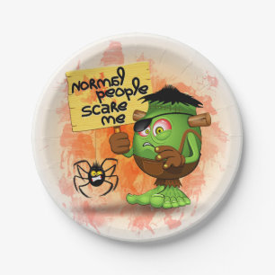 'Normal People Scare Me' Humourous Frankenstein Paper Plate
