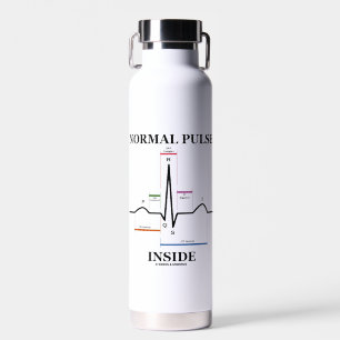 Normal Pulse Inside Heartbeat Electrocardiogram Water Bottle