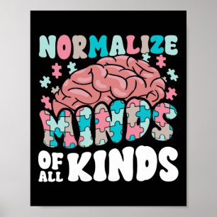 Normalise Minds Of All Kinds Autism Awareness Neur Poster
