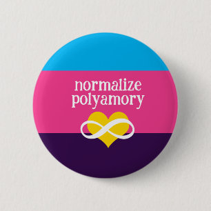 normalize polyamory 6 cm round badge