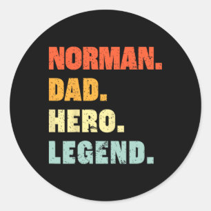 Norman Dad Hero Legend Personalised Custom Name Fa Classic Round Sticker