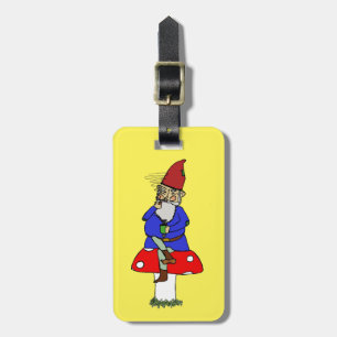 Norman Gnome Luggage Tag with Leather Buckle