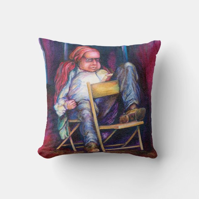 Norman Perfers to Draw in His Sleep Cushion (Front)