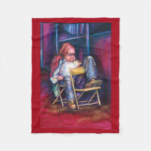 Norman prefers to draw in his Sleep Fleece Blanket