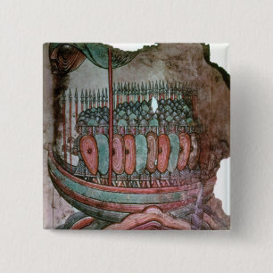 Norman soldiers crossing the English channel 15 Cm Square Badge