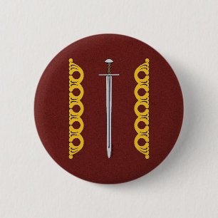 Norman Sword and Decorative Bands 6 Cm Round Badge