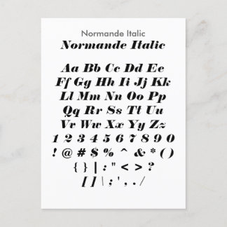 Normande Italic - Zazzle Font Sampler Sheet Postcard