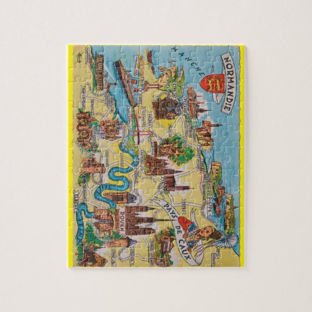 Normandie old map jigsaw puzzle (Vertical)