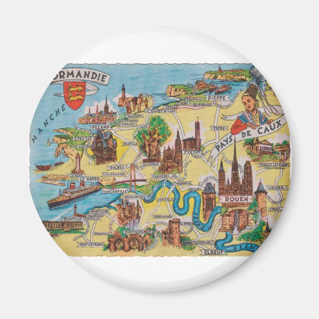 Normandie old map magnet (Front)