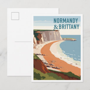Normandy and Brittany France vintage Travel Postcard