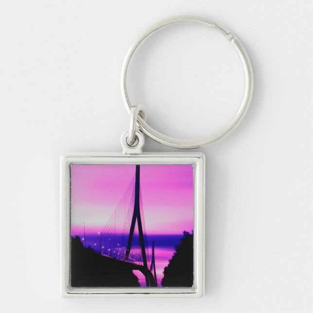 Normandy Bridge, Le Havre, France 2 Key Ring (Front)