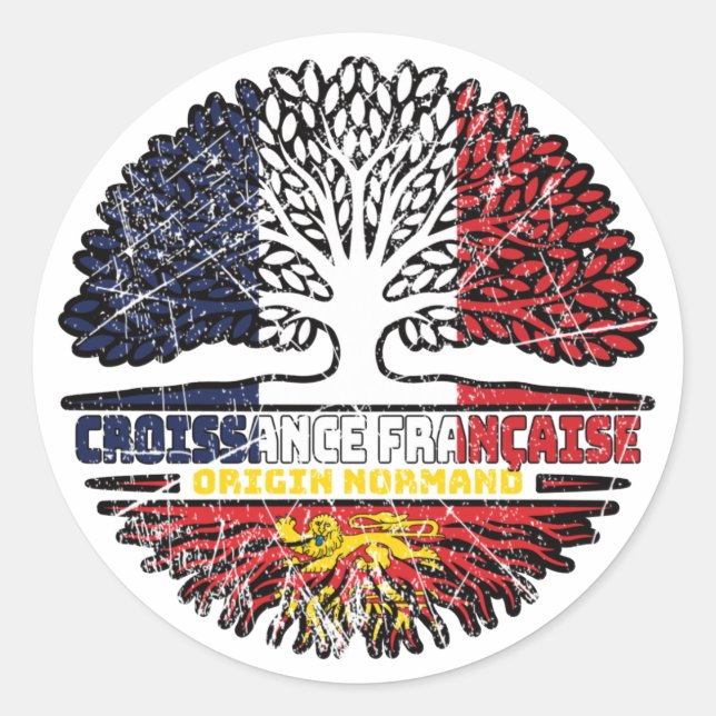 Normandy Norman French France Tree Roots Flag Classic Round Sticker (Front)
