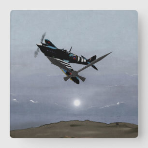 Normandy Spitfire Square Wall Clock