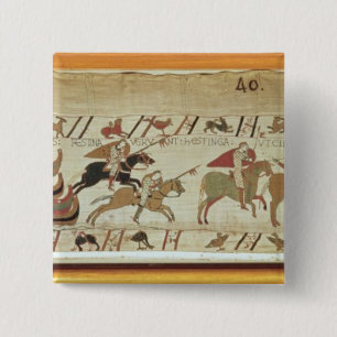 Normans disembark at Pevensey and the knights 15 Cm Square Badge