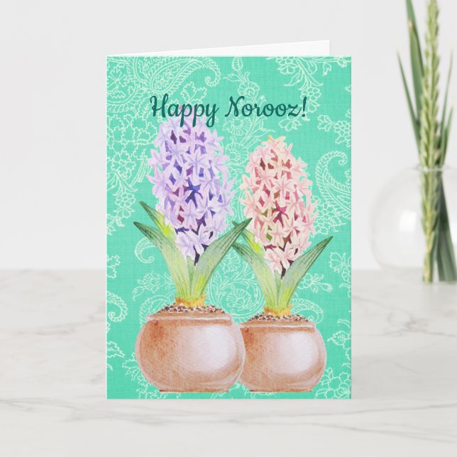 Norooz Hyacinth emerald green Holiday Card (Front)