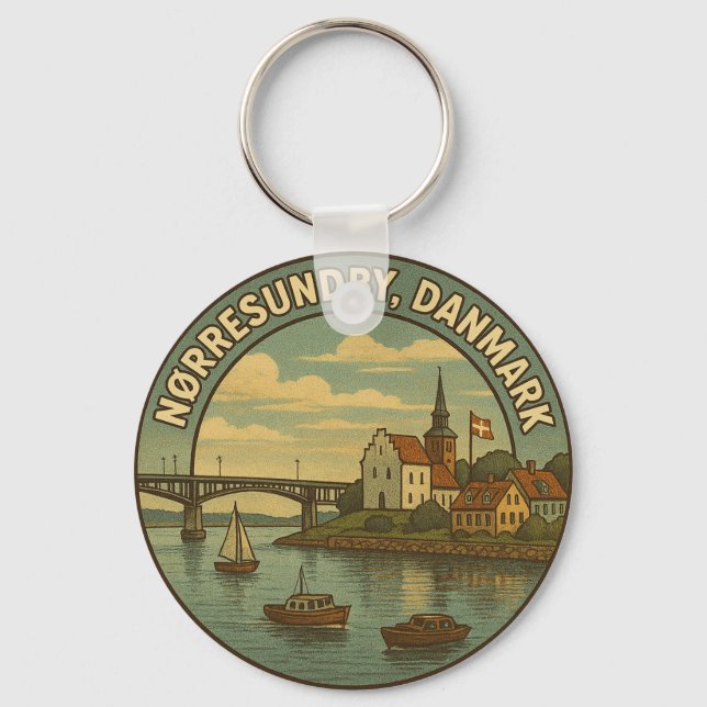 Nørresundby Denmark Bridge Key Ring (Front)