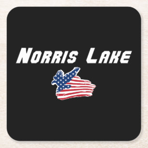 Norris Lake Tennessee American Eagle Flag Artwork Square Paper Coaster
