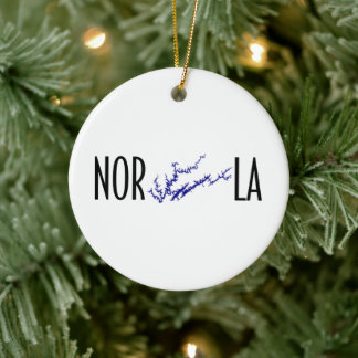 Norris Lake Tennessee Black Blue Circle Map Art Ceramic Tree Decoration