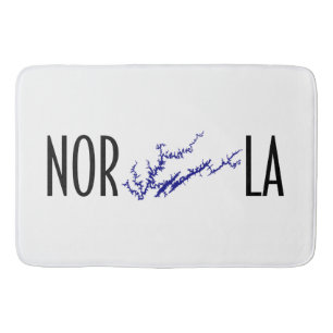 Norris Lake Tennessee Black Blue Shoreline Art Bath Mat