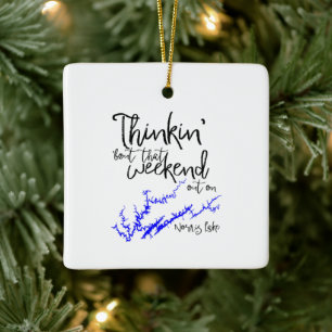 Norris Lake Tennessee Blue Weekend Shoreline Map Ceramic Ornament