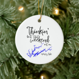 Norris Lake Tennessee Blue Weekend Shoreline Map Ceramic Tree Decoration