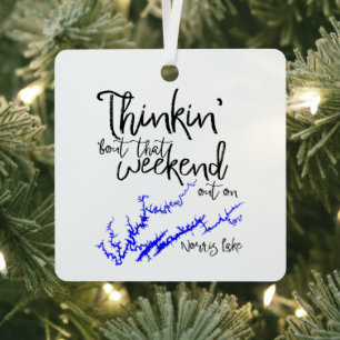Norris Lake Tennessee Blue Weekend Shoreline Map Metal Tree Decoration