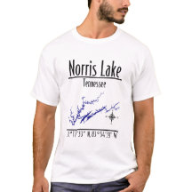 Norris Lake Tennessee Map Coordinates T-Shirt