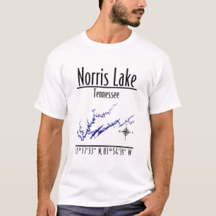 Norris Lake Tennessee Map Coordinates T-Shirt