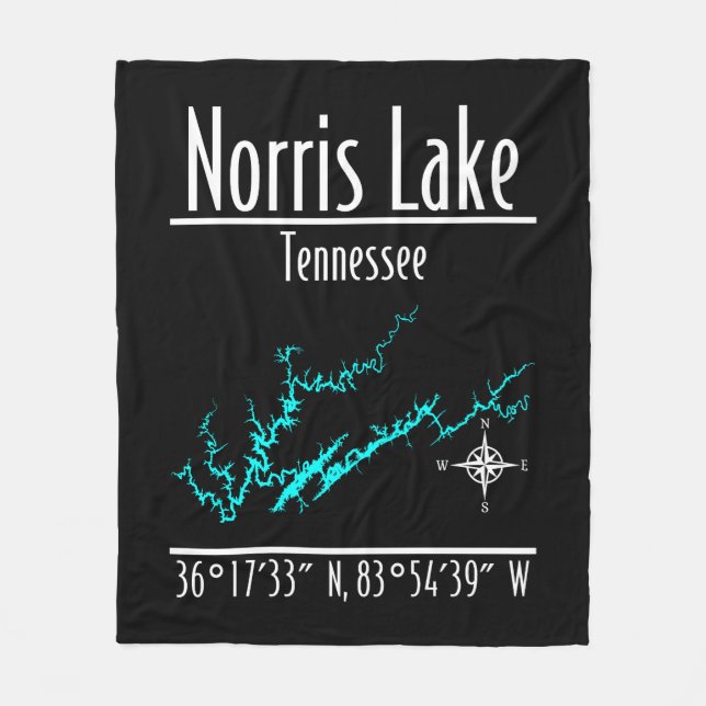 Norris Lake Tennessee Shoreline Map Coordinates Fleece Blanket (Front)