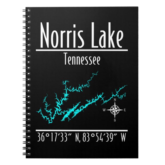 Norris Lake Tennessee Shoreline Map Coordinates Notebook (Front)