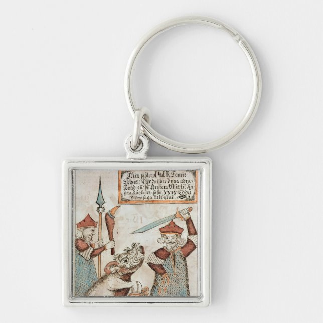 Norse god Tyr losing his hand to the bound wolf Key Ring (Front)