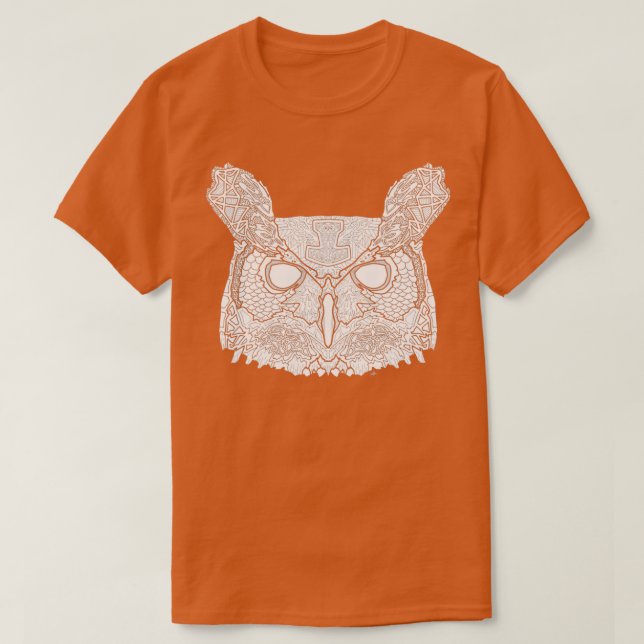 Norse Great Horned Owl White T-Shirt (Design Front)