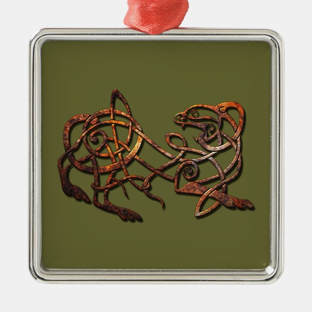 Norse Lion Metal Tree Decoration (Front)