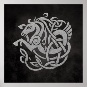 Norse Mythic Horse Knot Design Poster