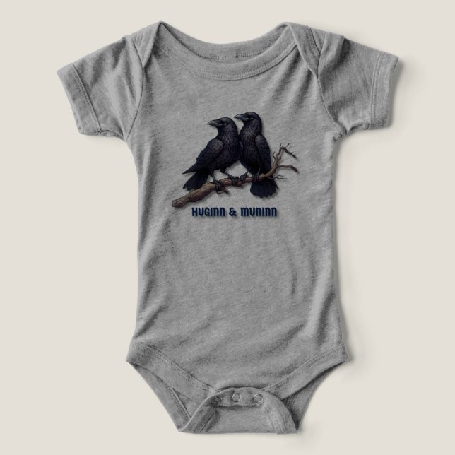 Norse Mythology Baby One-sie, Odin's Ravens (Design Front)