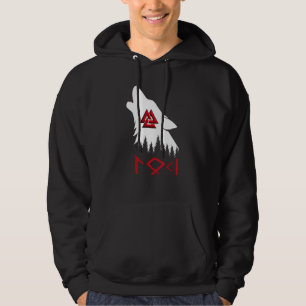 Norse Mythology Wolf Valknut Rune Circle Viking Hoodie