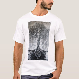 Norse Mythology Yggdrasil Tree Traditional Black T T-Shirt