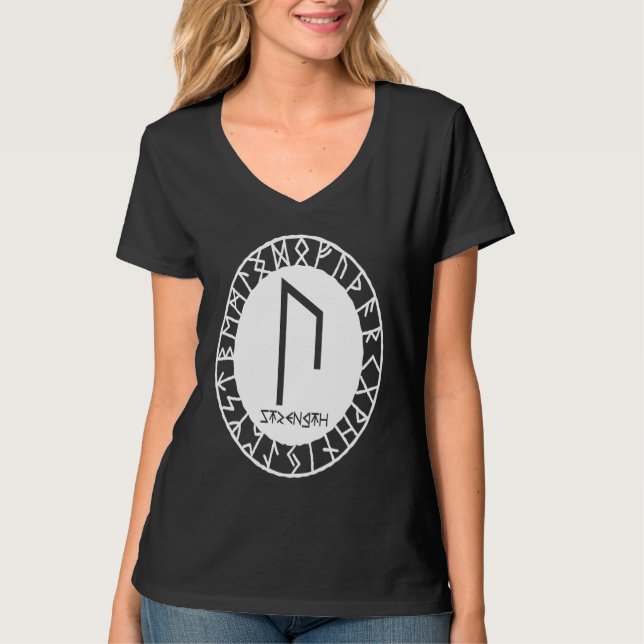 Norse Rune Strength URUZ Viking Rune Symbol Celtic T-Shirt (Front)