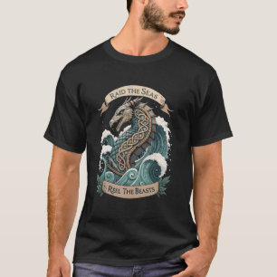 Norse Sea Monster & Runes u2013 Funny Viking Fishe T-Shirt