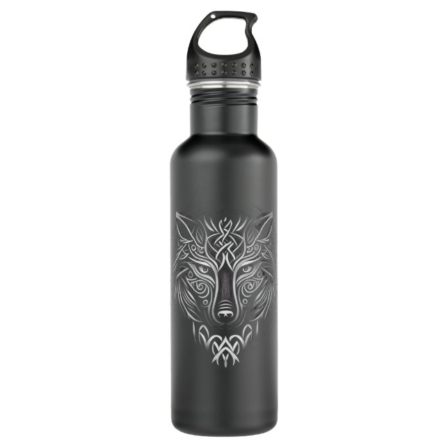 Norse Style Viking Wolf Tattoo Wildlife Animal V97 710 Ml Water Bottle (Front)