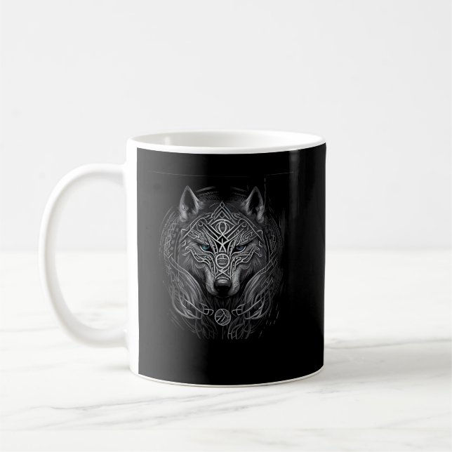 Norse Style Viking Wolf Tattoo Wildlife Animal (V. Coffee Mug (Left)