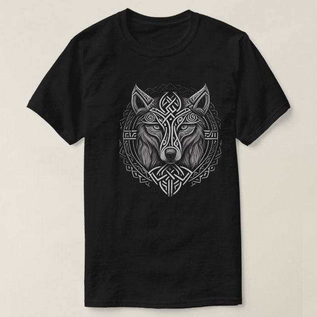Norse Style Viking Wolf Tattoo Wildlife Animal (V. T-Shirt (Design Front)