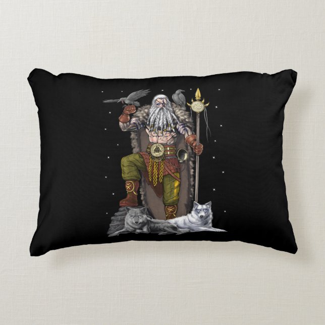 Norse Viking God Odin Decorative Cushion (Front)