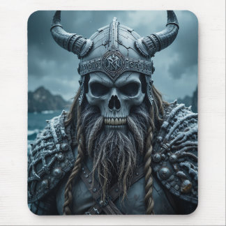 Norse Viking Poster with Horned Helmet Mouse Pad